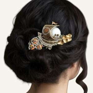 Formal Hair Comb Bridal Hairpiece Vintage Jewelry Beach Wedding Silver